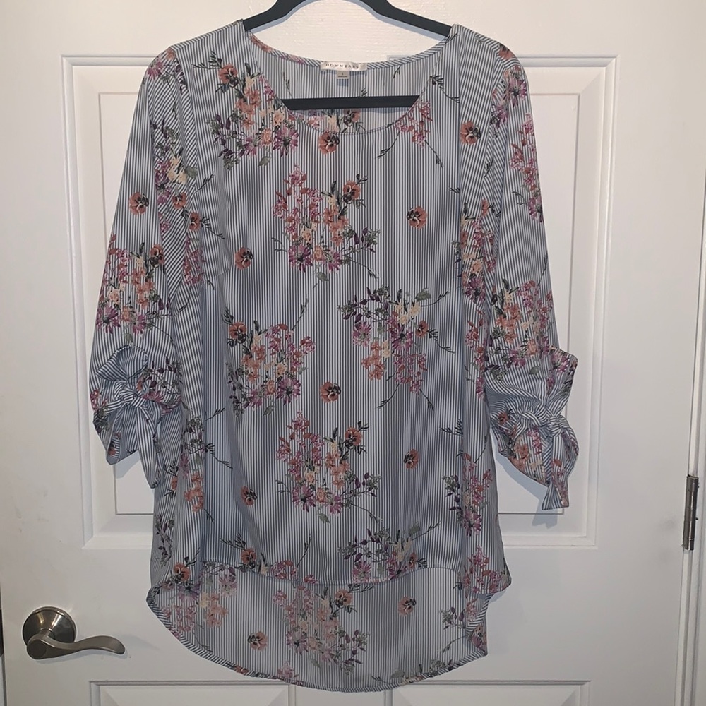 Downeast Floral Striped Blouse